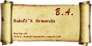 Babák Armanda névjegykártya